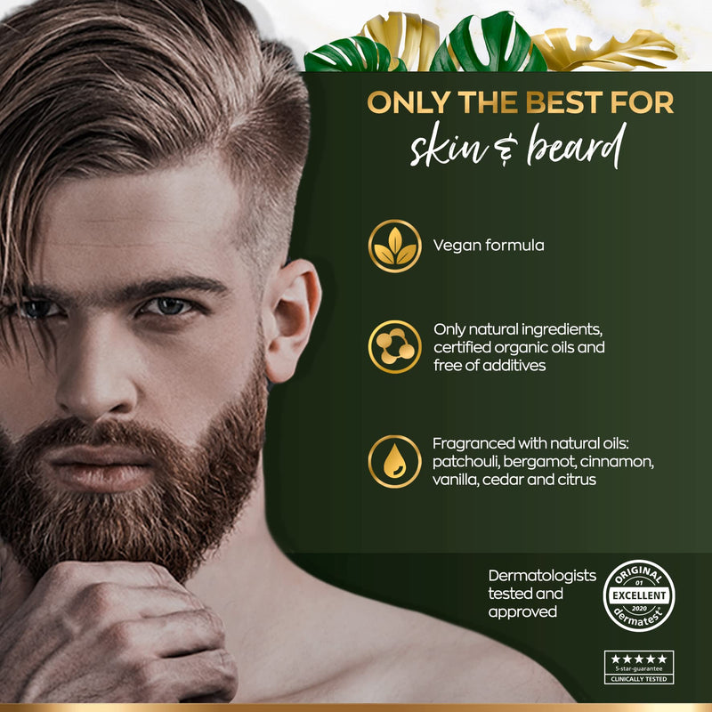 [Australia] - Bear Oil for Men 100ml – Organic and Vegam Care Product - Pure Argan and Almond Oil with Vitamin E for Beard Growth – Original and Useful Gift for Men – Beard Care for Daily Use - Satin Naturel 