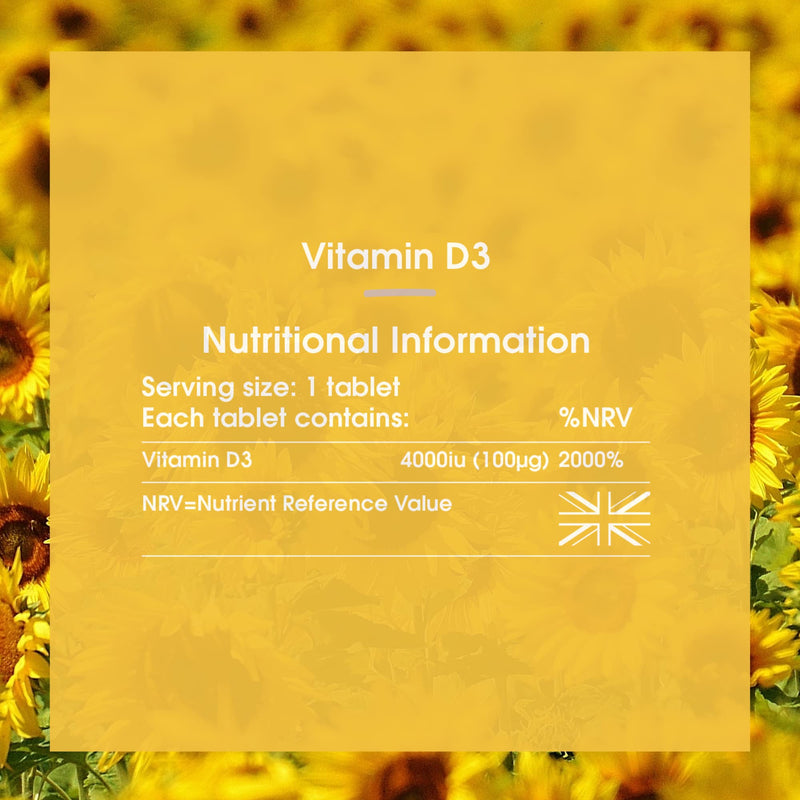 [Australia] - INNOPURE Vitamin D3 Tablets 4000 IU - 1 Year Supply of D3 Vitamins (365 Micro Tablets) High Strength Vitamin D Supplement - Vegetarian Society Approved, UK Made 