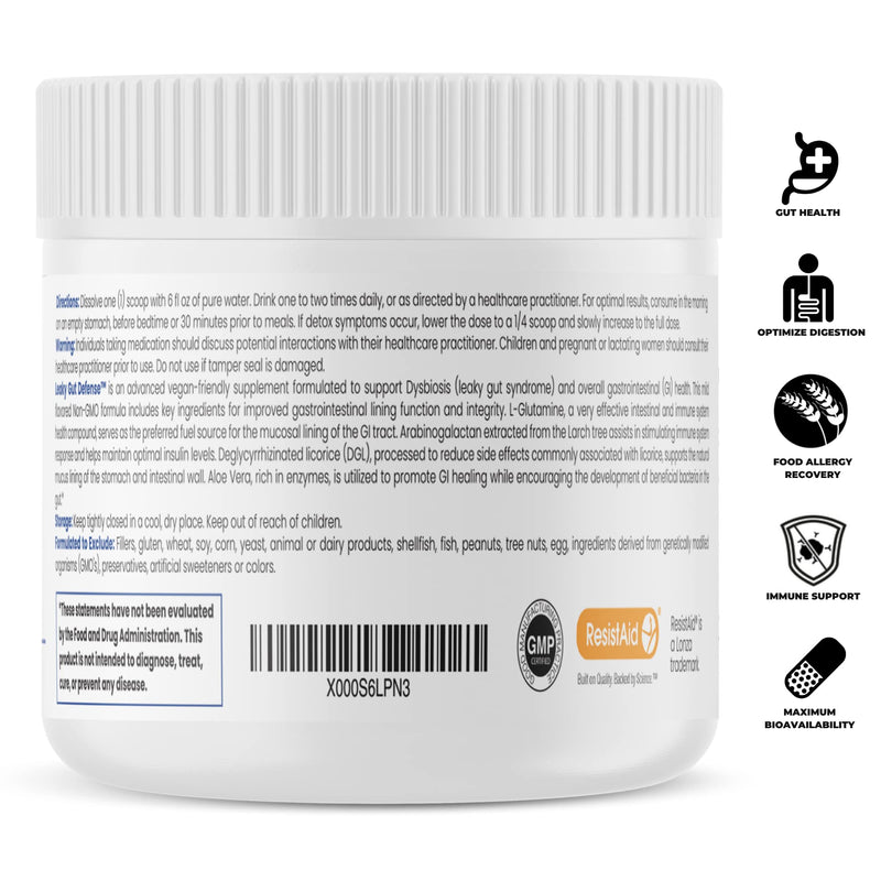 [Australia] - Leaky Gut Defense - 30 Servings | GI Repair | Contains: 3g L-Glutamine, Licorice Root (deglycyrrhized), Aloe Leaf & Arabinogalactan | Stevia-Free - Sweetened with Monk Fruit | Pharmaceutical Grade 5.92 Ounce (Pack of 1) 