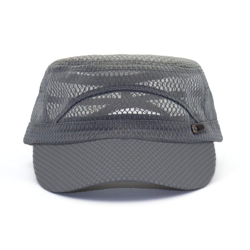 [Australia] - Glamorstar Army Military Cap Summer Quick Qry Mesh Hat Flat Top Newsboy Hat Basic Accessories for Men One Size Gray 