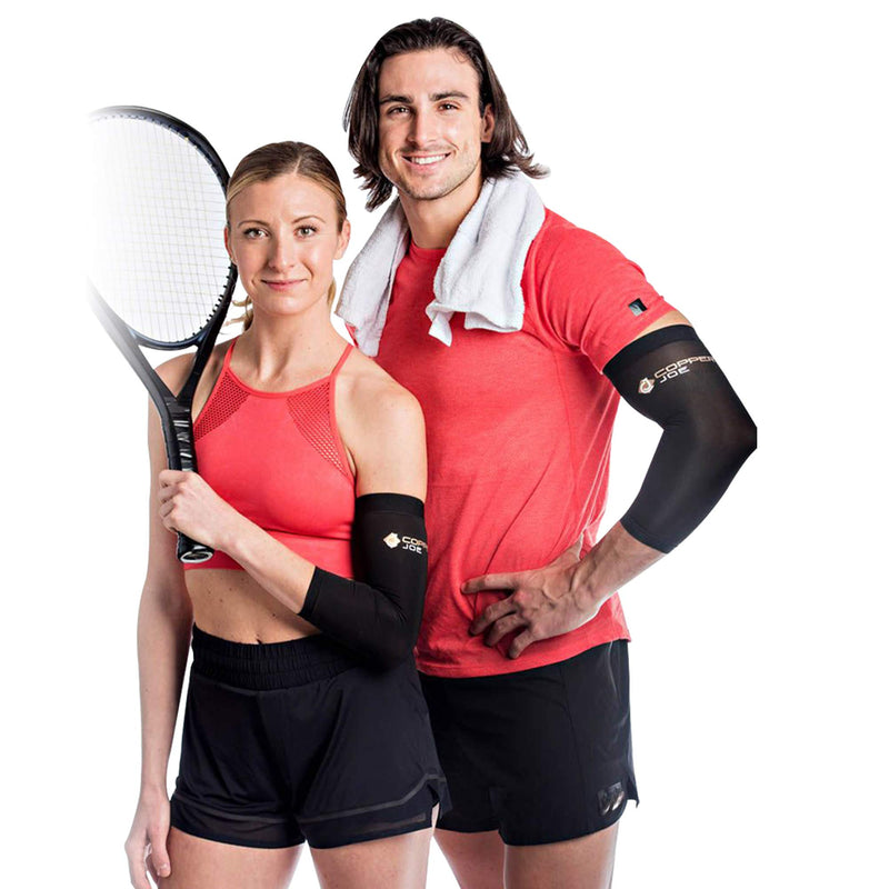 [Australia] - 2 Pack - Copper Joe Recovery Elbow Compression Sleeve - Ultimate Copper Relief Elbow Brace for Arthritis, Golfers or Tennis Elbow and Tendonitis. Elbow Support Arm Sleeves For Men and Women (Medium) Medium (1 Pair) 