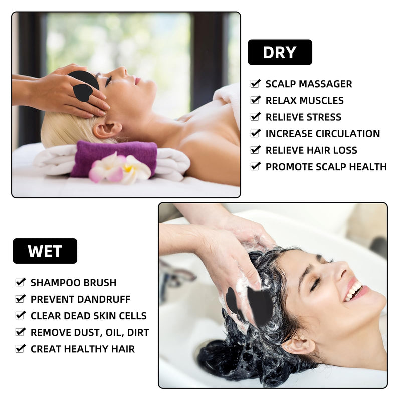 [Australia] - Scalp Massager, 100% Silicone Shampoo Brush Hair Brush Head Massager Hair Growth Scrubber for Straight Curly Long Short Thick Thin Wet Dry Hair for Men Women Kids Pets, Black 