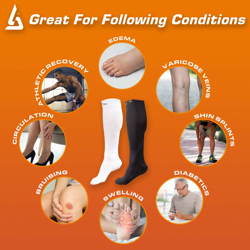 [Australia] - Medical Grade 20-30mmHG Compression Socks Women, Men - Graduated Compression Stockings for Circulation Support White (3 pair) XX-Large 