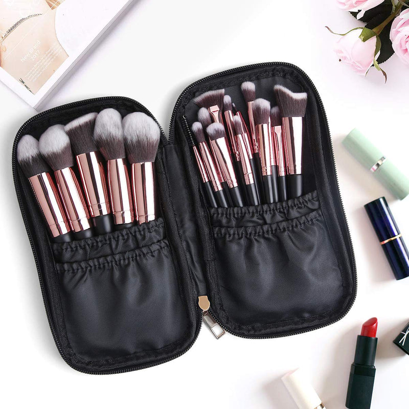 [Australia] - Makeup Brushes, 18 Pcs Professional Premium Synthetic Makeup Brush Set with Case, Foundation Kabuki Eye Travel Make up Brushes sets (Black Gold) BlackGold 
