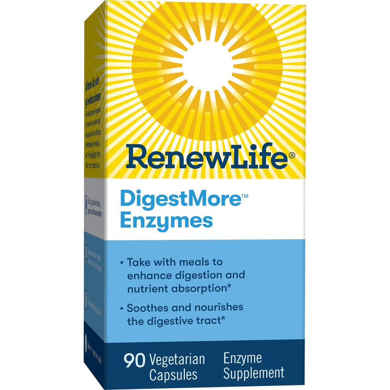 [Australia] - Renew Life Adult Digestive Enzyme - DigestMore Plant-Based Foods Enzyme Formula for Men & Women - 90 Vegetarian Capsules (Package May Vary) 