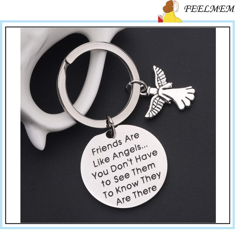 [Australia] - FEELMEM Friendship Keychain Friends are Like Angels You Don't Have to See Them to Know They are There Friend Jewelry Gift for BFF Sister silver 