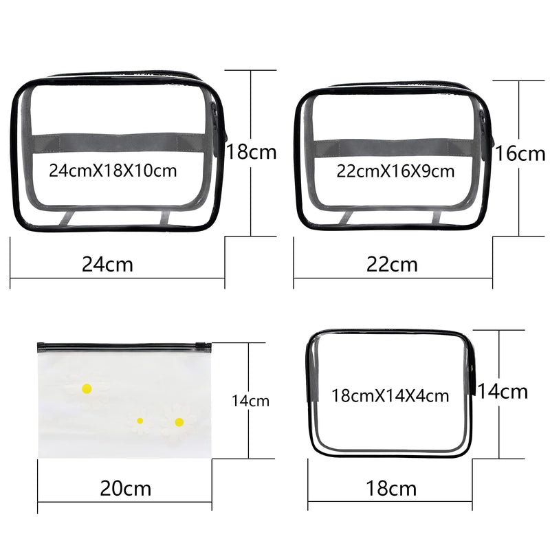 [Australia] - RIIEYOCA Clear Travel Toiletry Bag, Waterproof with Zipper Cosmetic Storage Bags, Portable Travel Suit Pouch Compliance Toiletry Bag with Airport Airline Standards(3-Pack) 