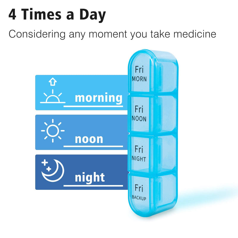 [Australia] - Betife Pill Box 4 Times a Day, Weekly Pill Box Organisers, Pill Organiser 7 Day 4 Times, Pill Dispenser 7 Day 4 Compartments, Tablet Box with 28 Copartments for Medication, Vitamins and Supplements 