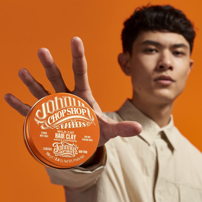 [Australia] - Johnny's Chop Shop - Wild Cat Hair Clay, Strong Hold, Matt Finish (70g) Pack of 1 