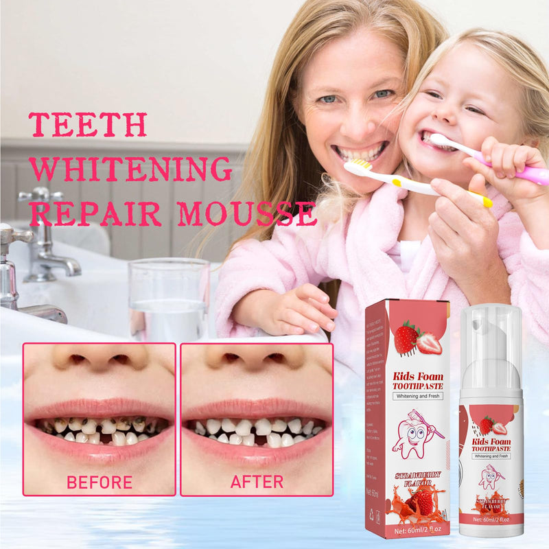 [Australia] - Foam Kids Toothpaste,Childrens Toothpaste,Teeth Cleaning Anti-Cavity,Natural Mousse Foam Toothpaste,Strawberry Toddler Toothpaste,Children’s Teeth Cleaning Anticavity Foaming Toothpaste 