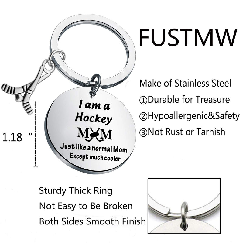 [Australia] - FUSTMW Hockey Mom Gifts Hockey Keychain I am a Hockey MOM Jewelry Hockey Mom Charm for Hockey Players Gifts silver 