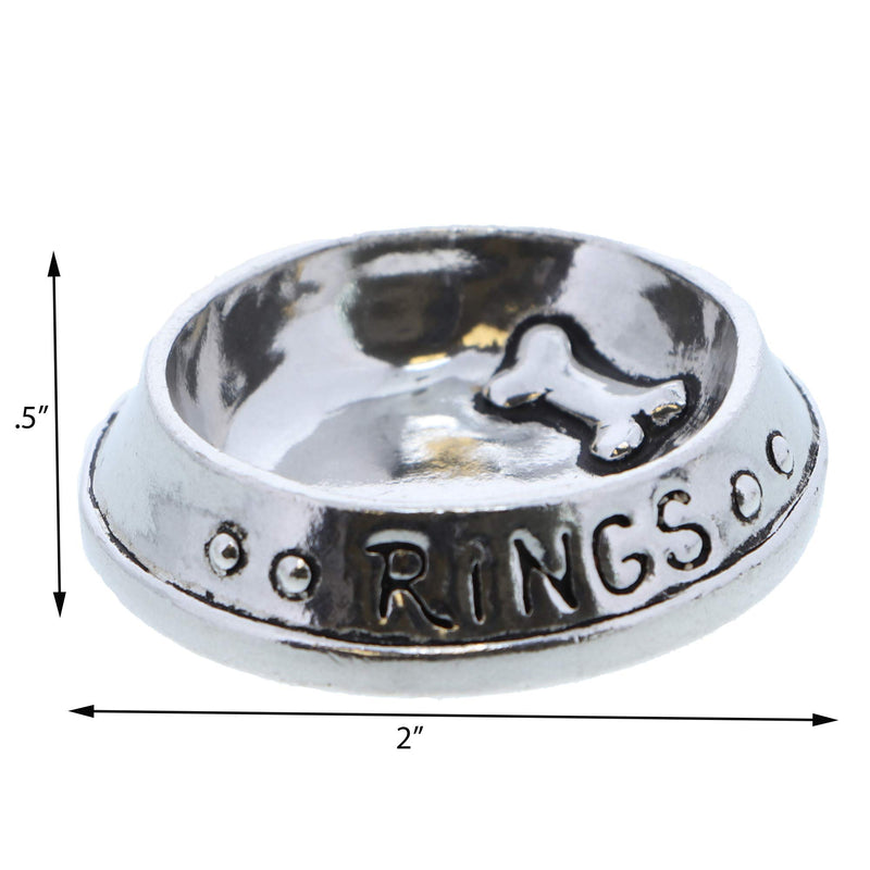 [Australia] - Miniature Doggy Dish Pewter Ring Bowl Jewelry Tray - Silver 