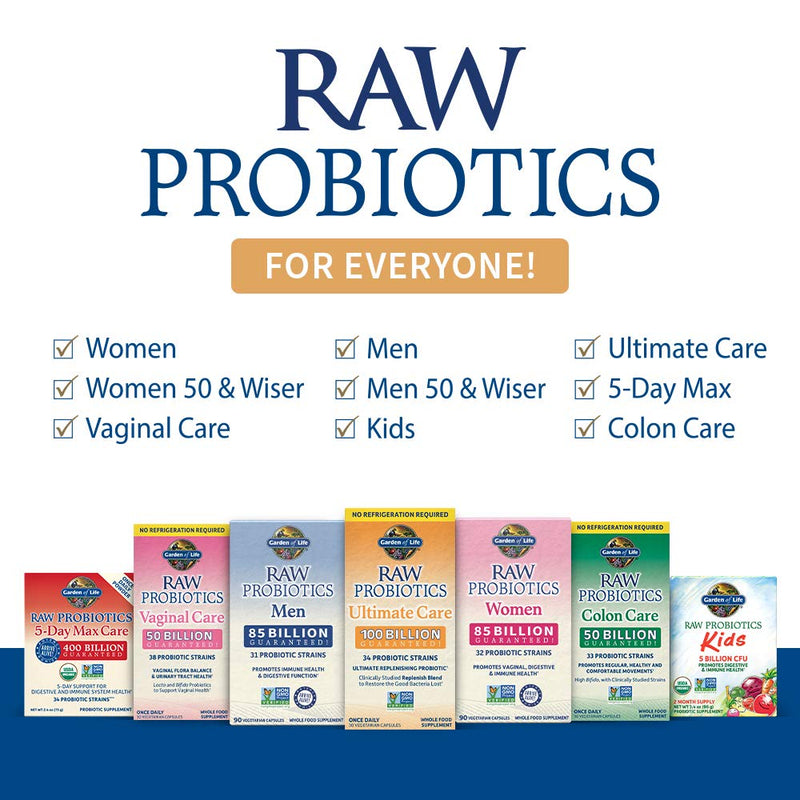 [Australia] - Garden of Life Probiotics for Women and Men - Raw Probiotics Colon Care 50 Billion CFU and Enzymes, Shelf Stable Once Daily Acidophilus Probiotic for Regularity and Immune Health Support, 30 Capsules 