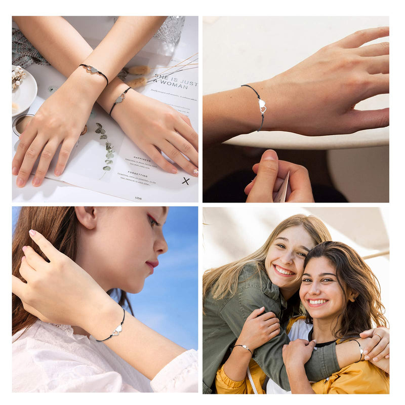 [Australia] - Tarsus 2/3Pcs Sister Bracelet Matching Heart Bracelets Jewelry Gifts for Sister Women Twins Daughters 2 Sister Hearts 