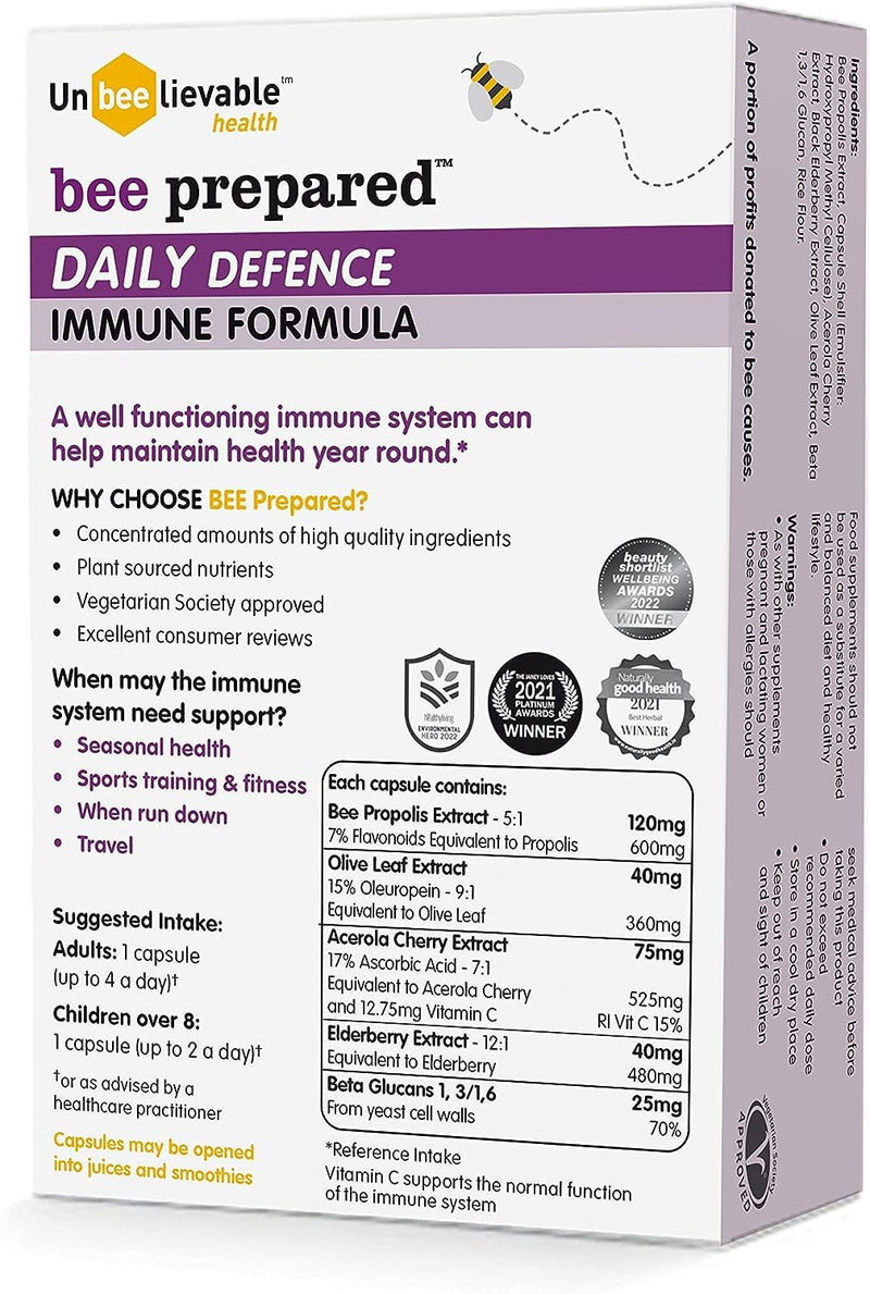[Australia] - Unbeelievable Health Bee Prepared Daily Defence Immune System Formula - Created by Nutritional Experts - Contains Bee Propolis, Elderberry and More � Immunity Support Supplement 