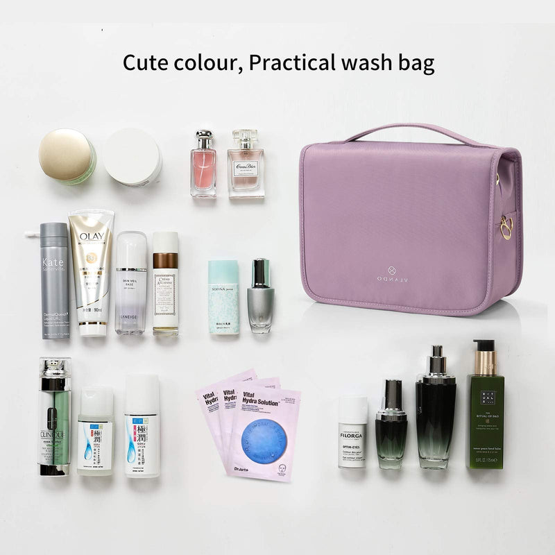 [Australia] - Vlando Hanging Toiletry Bag for Business Trip, Gym, Vacation and Household, Waterproof Makeup Cosmetic Organizer for Women Men and Kids (Purple) Purple 
