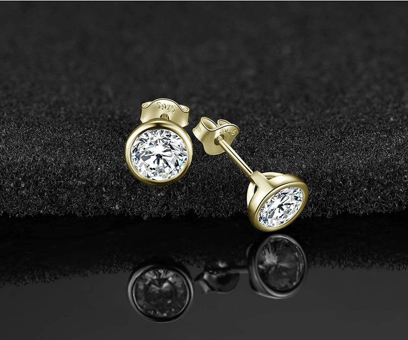 [Australia] - Gulicx 3 Pairs 925 Silver Stud Earrings Set for Women Girls, Hypoallergenic Stering Silver Tiny Round Cubic Zirconia Simulated Diamond Stud Earrings,Small Sleeper Cartilage Studs, Size: 2, 3, 4mm Gold-2/3/4mm 