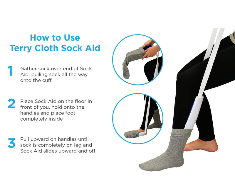 [Australia] - NOVA Sock & Stocking Aid, Soft Terry Cloth & Flexible, Easy to Use with Pull Up Straps 
