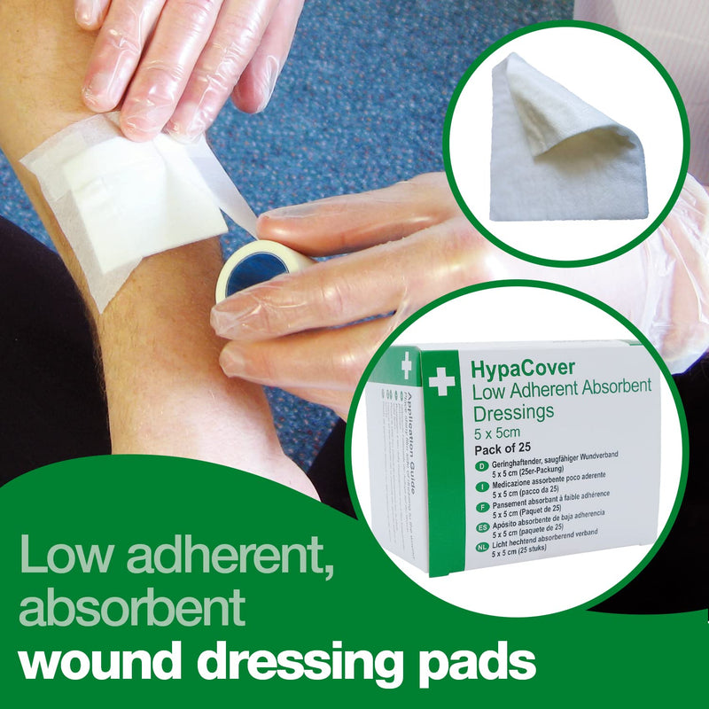 [Australia] - HypaCover Low Adherent Dressing Pads for Wounds Absorbent Dressing, 5x5cm (Pack of 25) 5x5 cm (Pack of 25) Pack of 25 