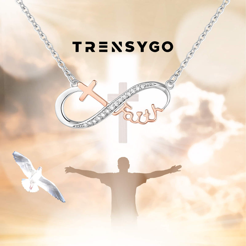 [Australia] - TRENSYGO Infinity Collection 925 Sterling Silver Heartbeat Infinity Cross Anchor Sunflower Nurse Necklace Jewelry Gifts for Women and Girls Cross Infinity 