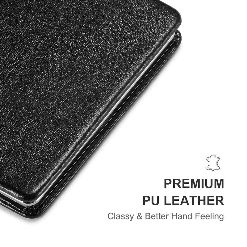 [Australia] - OMIRO Compact Mirror, Classical PU Leather 1X/3X Magnification, Pocket Ultra Portable for Purses and Travel (Black) Black 