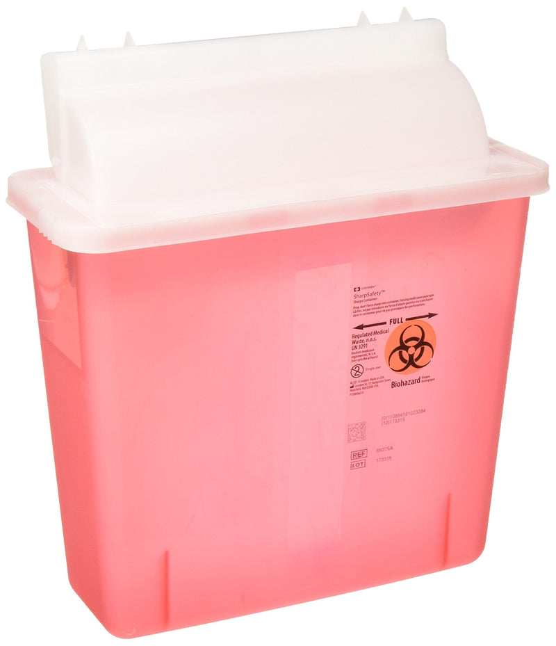 [Australia] - Covidien COV-8507SA SharpSafety Safety in Room Sharps Container Counterbalance Lid, 5 Quart Capacity, Transparent Red 1 