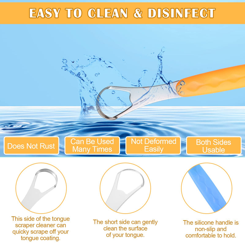 [Australia] - 4 Pcs Tongue Scraper,Tongue Scraper with Case Cleaner Stainless Steel Tongue Brush Set for Adults & Kids,Toungescraper with Travel Case Tongue Scrapers for Adults Kids - Oral Hygiene & Fresh Breath 4 Pieces 