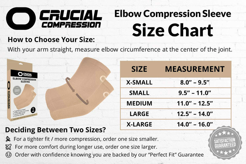 [Australia] - Elbow Brace Compression Sleeve (1 Pair) - Instant Arm Support Elbow Sleeves for Tendonitis, Arthritis, Bursitis, Golfers & Tennis Elbow Brace, Treatment, Workouts, Weightlifting, Pain Relief, Recovery Medium (11.0-12.5") Elbow Circumference Beige / Nude 