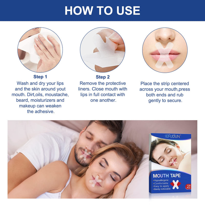 [Australia] - 120 PCS Mouth Tape for Sleeping, Mouth Tape Self Adhesive for Snoring Relief, Sleep Talk, Drooling Bad Habits, Promote Better Nighttime Sleeping, Sleep Strips for Less Mouth Breathing 