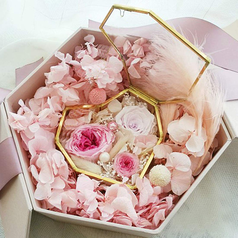 [Australia] - Gold Glass Jewelry Box Small, Handmade Heart-Shaped Wedding Decorative Box Ring Earring Storage Box for Desktop, Dresser, Bathroom and Home Decor 