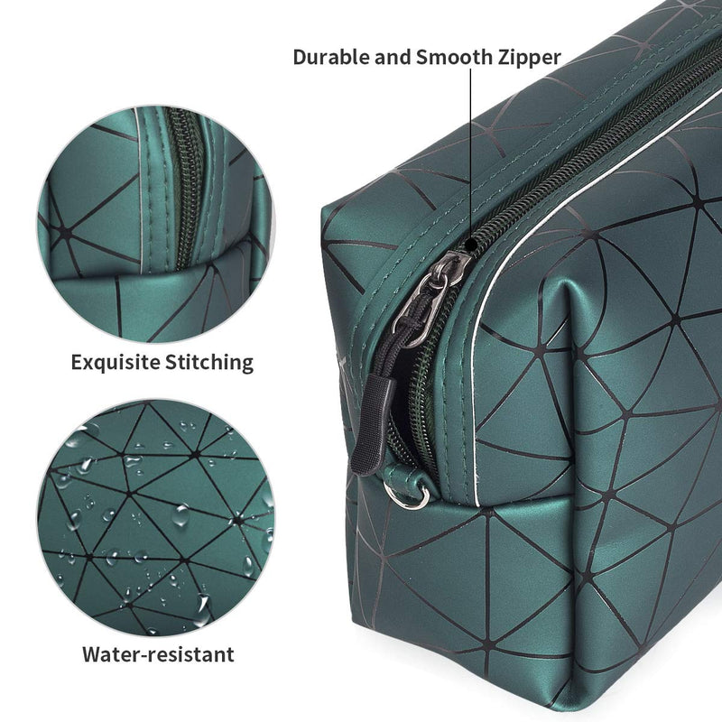 [Australia] - Makeup Bag, Waterproof PU Travel Toiletry Bag Large Capacity Cosmetic Bag Pouch Handy Organizer for Women Girls (Green) Green 