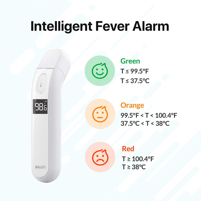 [Australia] - iHealth Forehead Thermometer for Adults, The Non Contact Infrared Baby Thermometer for Fever, Medical Thermometer with Fever Alarm and Sound Switch, Digital Infrared Thermometer for Home 
