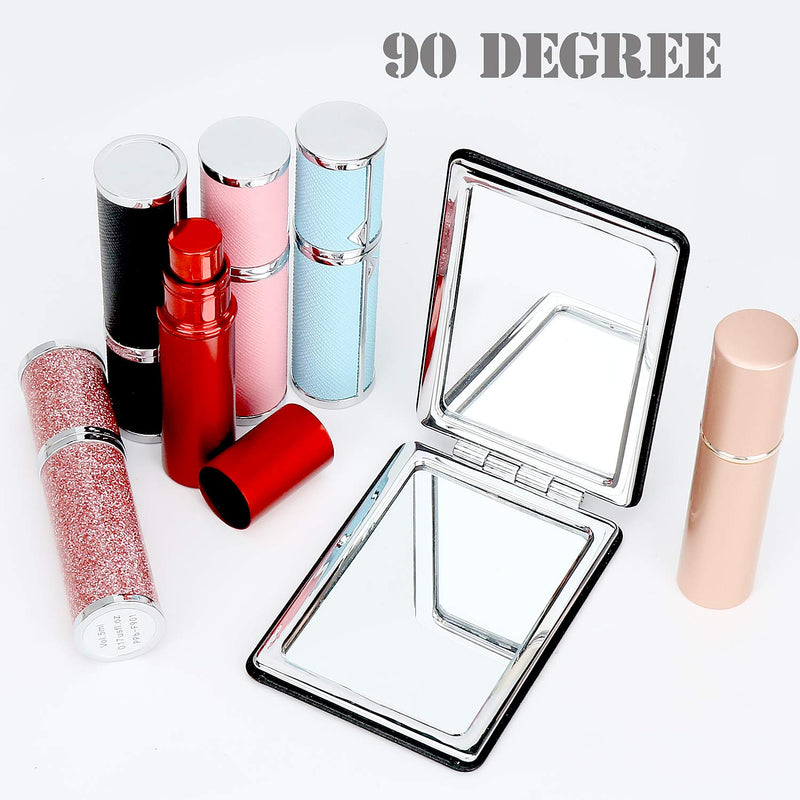 [Australia] - Compact Mirror for Men, Women and Girls, Black Travel Folding Vanity Makeup Mirrors for Purse,Handbag and Pocket, Portable Double-Sided Magnifying Cosmetic Mirror without Distortion 