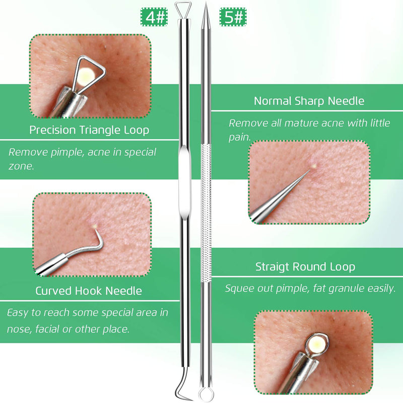 [Australia] - 5PCS Blackhead Remover Comedone Extractor, Curved Blackhead Tweezers Kit, Professional Stainless Pimple Acne Blemish Removal Tools Kit 