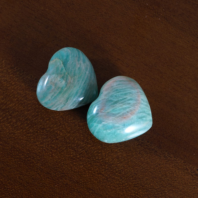 [Australia] - Soulnioi Healing Crystal Introverted Set 2Pcs Natural Quartz Amazonite Heart Crystal Stone and 1Pcs Amazonite Power Bead Crystal Bracelet B# Amazonite Crystal 