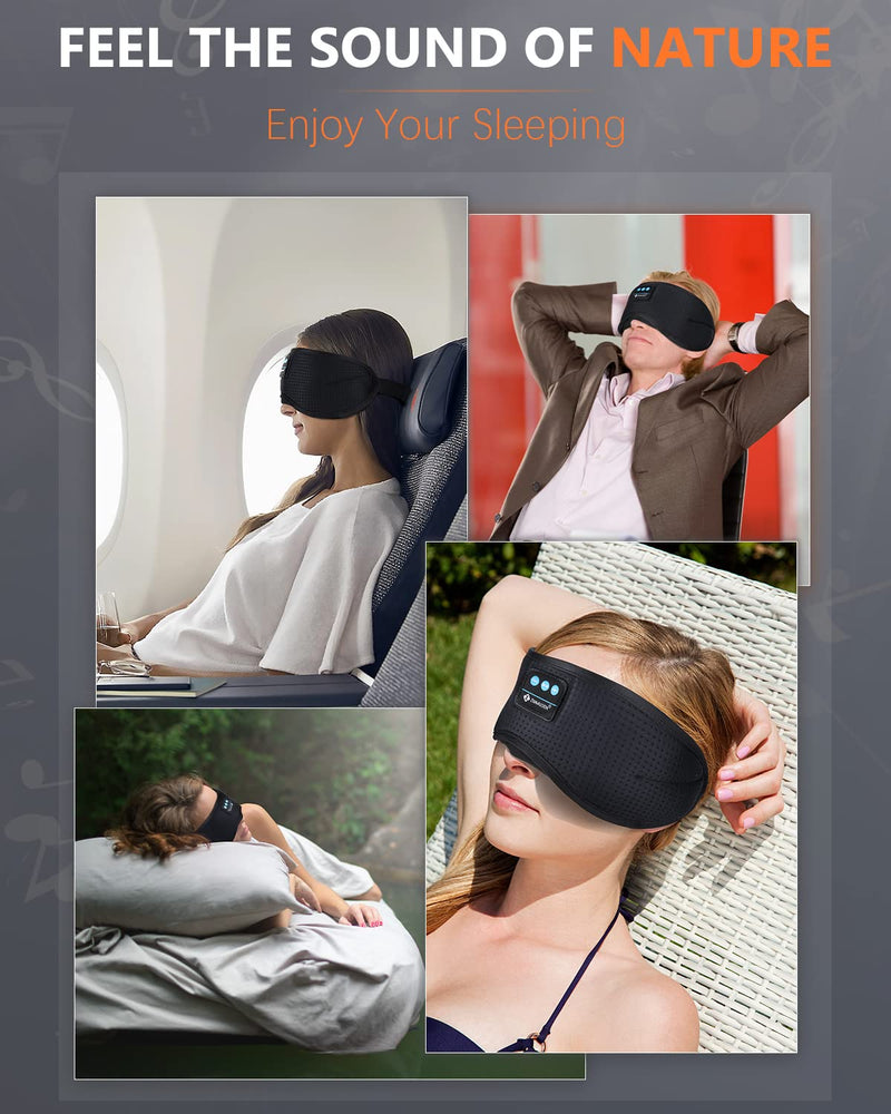 [Australia] - Sleep Headphones, White Noise Bluetooth 5.2 Sleep Eye Mask,3D Breathable Wireless Sleep Mask with Timer for Side Sleepers Travel Relaxation, Meditation, Cool Gadgets for Women Man Cool Black 