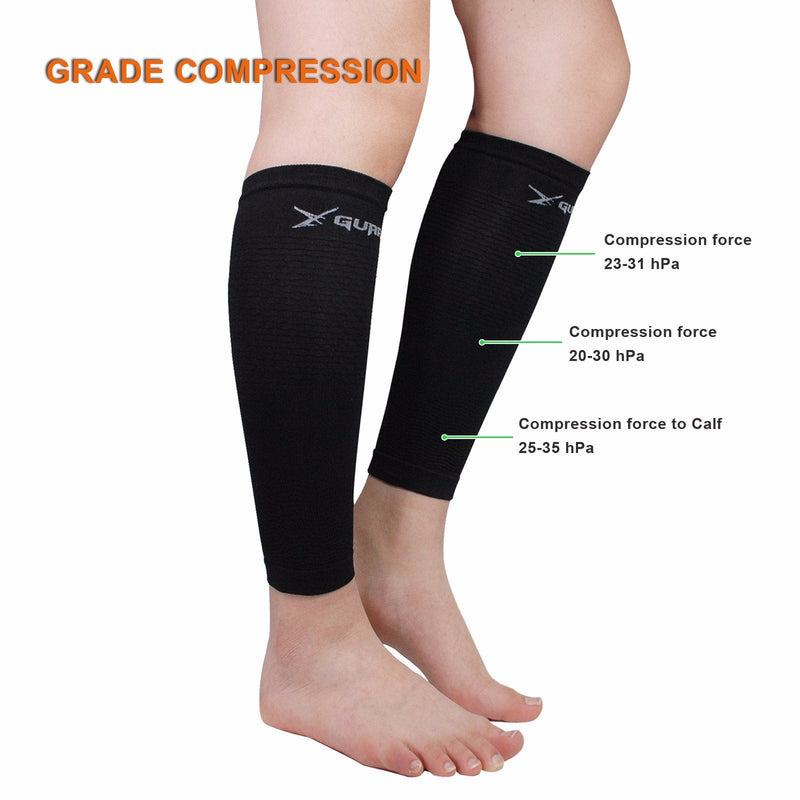 [Australia] - Leg Compression Sleeve Tattoo Cover up for Women - Shin Calf Pain Relief 1 Pair (Black) One Size Black 
