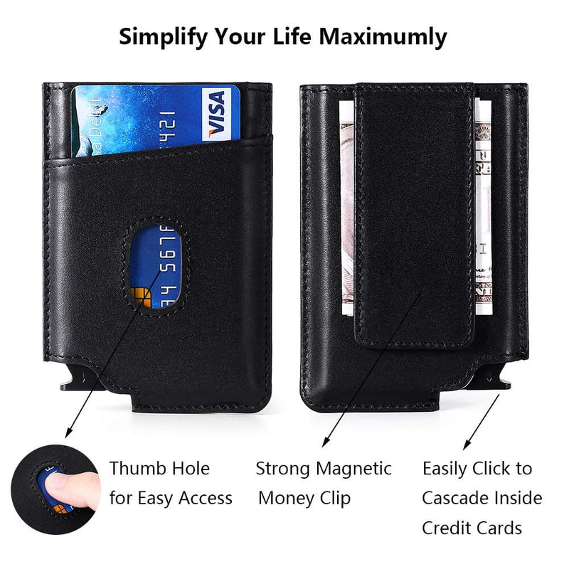 [Australia] - Mens Wallet Pop Up Cards – UpLook Card Holder Wallet RFID Mens Slim Wallet with Money Clip Nappa Black 