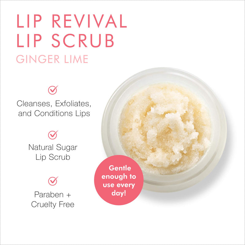 [Australia] - Beauty For Real Lip Revival, Ginger Lime - Exfoliating & Hydrating Sugar Lip Scrub - For Dry, Chapped or Lipstick-Stained Lips - With Essential Oils - Organic, Vegan - 0.15 oz 1 Count 