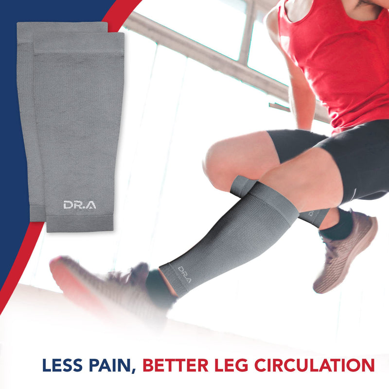 [Australia] - Doctor Developed Calf Compression Sleeve Men and Women - Leg Compression Sleeve for Leg Pain Relief, Muscle Recovery, Shin Splint, and Varicose Veins by Dr. Arthritis (Medium, Grey, 1 Pair) Medium Black 
