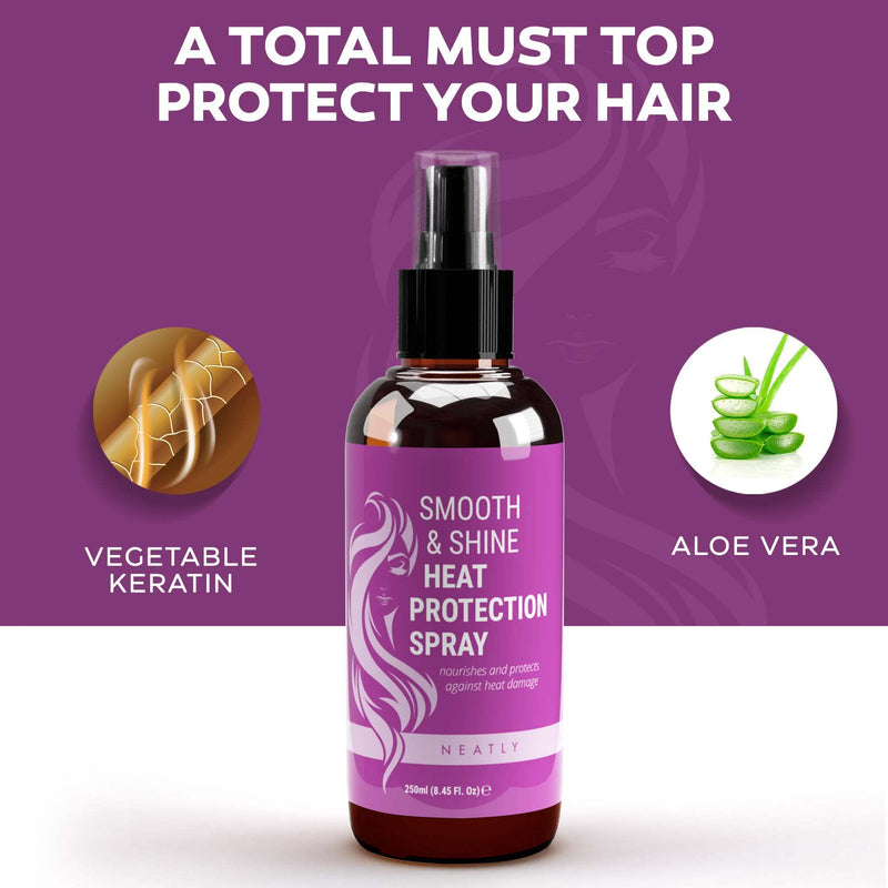 [Australia] - Neatly Heat Protection Spray for Hair - A Natural Keratin Hair Spray for Heat Defense - Heat Protection for Hair with Aloe Vera & Keratin - Heat Protector Spray & Heat Defense Spray for Hair, 250ml 