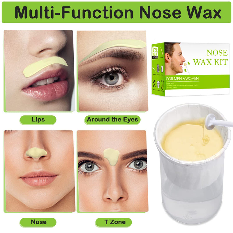 [Australia] - Nose Wax Kit 100g for Men & Women, Nose Hair Removal Wax with Nose Hair Wax 20 Safe Tip Applicator, 10 wooden Applicators, 10 Containers and 10Moustache Stencils Safe, Easy, Quick 