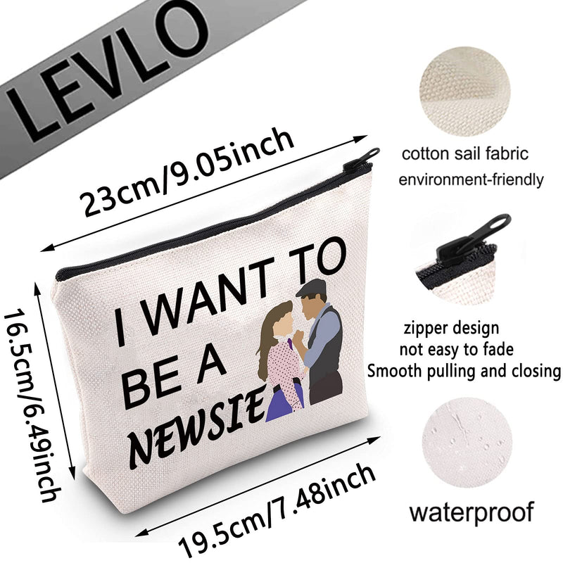 [Australia] - LEVLO Newsies Fans Cosmetic Make Up Bag Newsies Musical Theatre Inspired Gift I Want To Be A Newsie Newsies Makeup Zipper Pouch Bag For Friend Family, To Be A Newsie, 