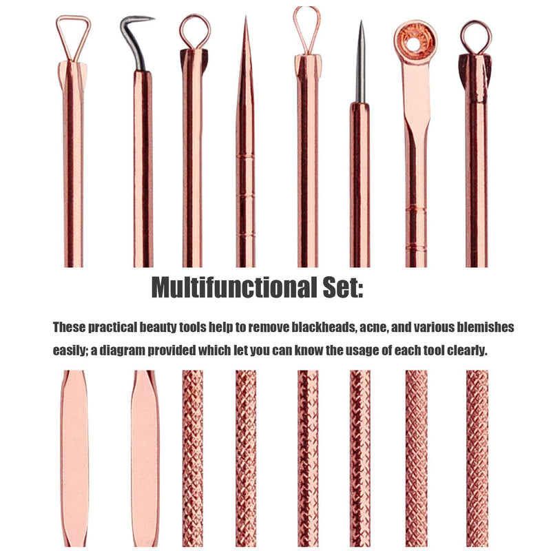 [Australia] - Blackhead Remover Pimple Comedone Extractor Tool Best Acne Removal Kit - Treatment for Blemish, Whitehead Popping, Zit Removing for Risk Free Nose Face Skin with Case (ROSE) ROSE 