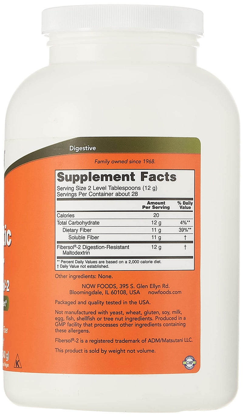 [Australia] - NOW Supplements, Prebiotic Fiber with Fibersol-2, derived from Non-GMO corn, Powder, 12-Ounce 