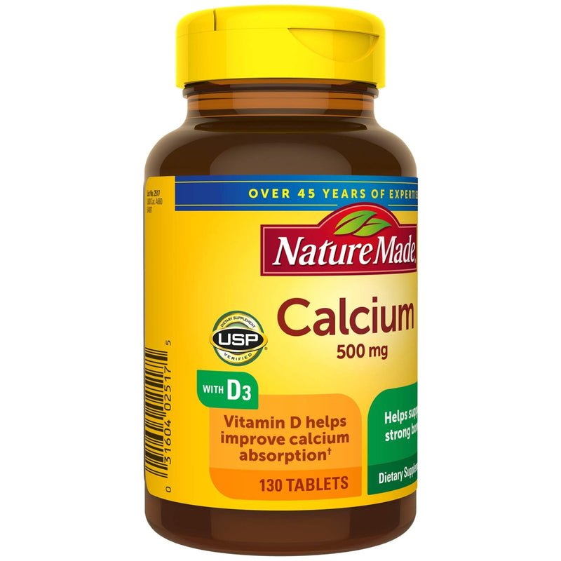 [Australia] - Nature Made Calcium 500 mg, with Vitamin D3 for Immune Support, Tablets, 130 Count 