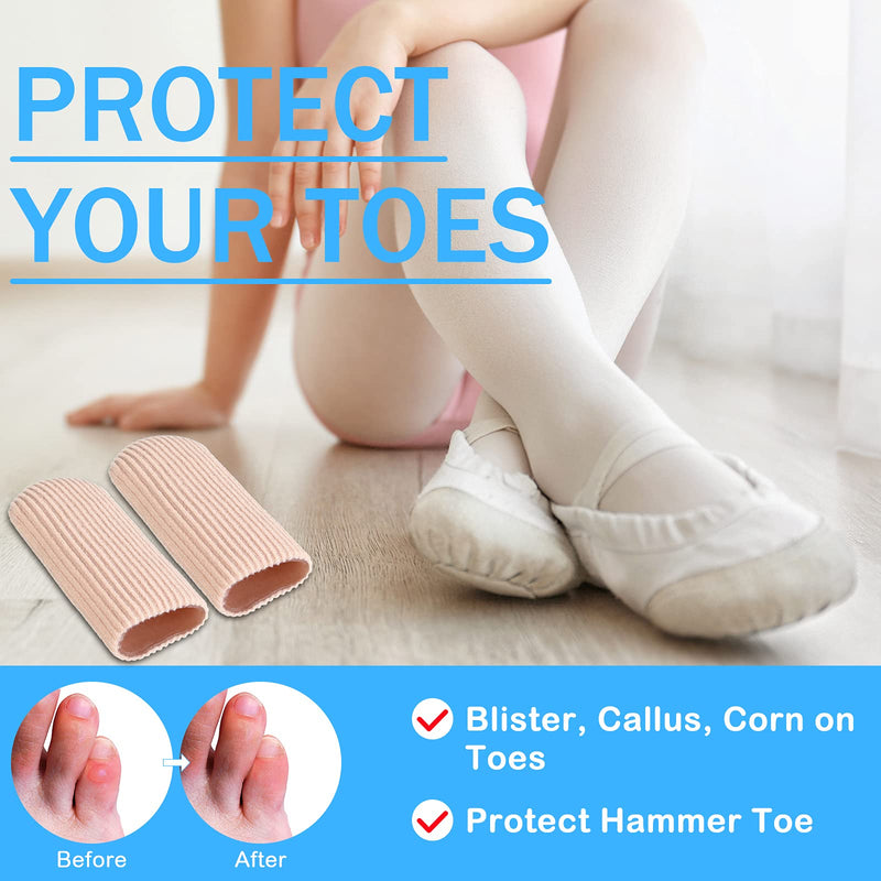 [Australia] - 12 Pieces Toe Tubes Sleeves, Toe Protectors, Toe Bandages with Fabric and Gel Gel Toe Protector for Women Prevent Bunions Hammertoes Callus Corn Blisters Finger (0.98 Inch Diameter) 0.98 Inch Diameter 