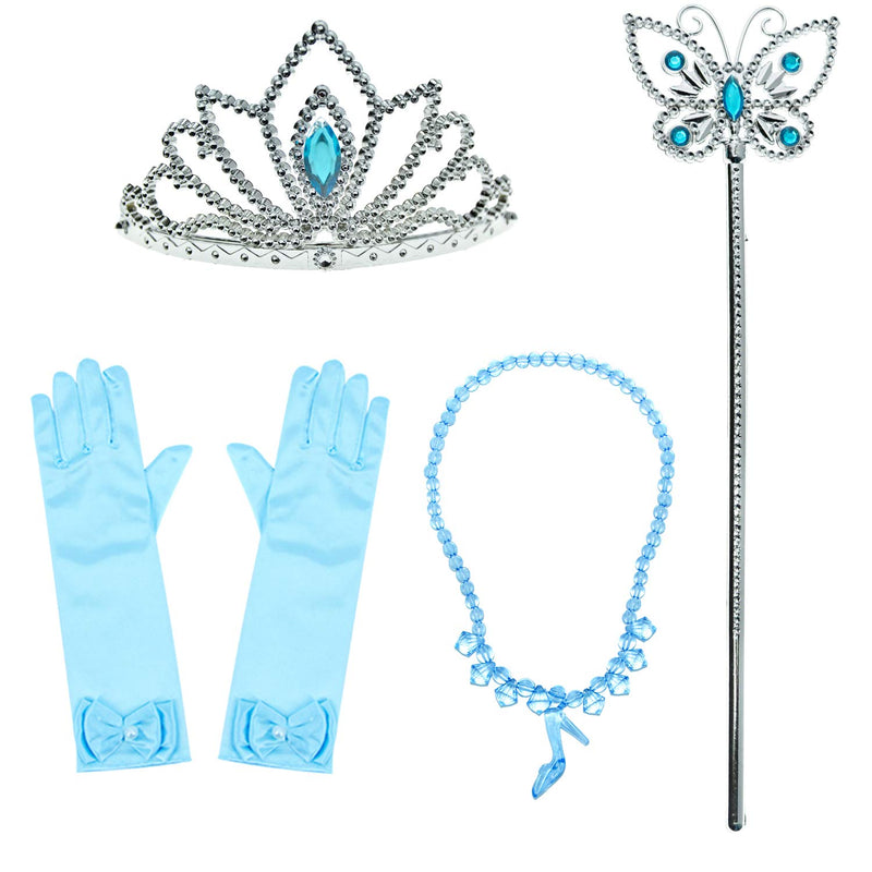 [Australia] - Joy Join Princess Costume Blue Dress for Toddler Girls Dress Up with Gloves,Crown,Wand,Necklace 18-24 Months Blue 32 With Accessories 