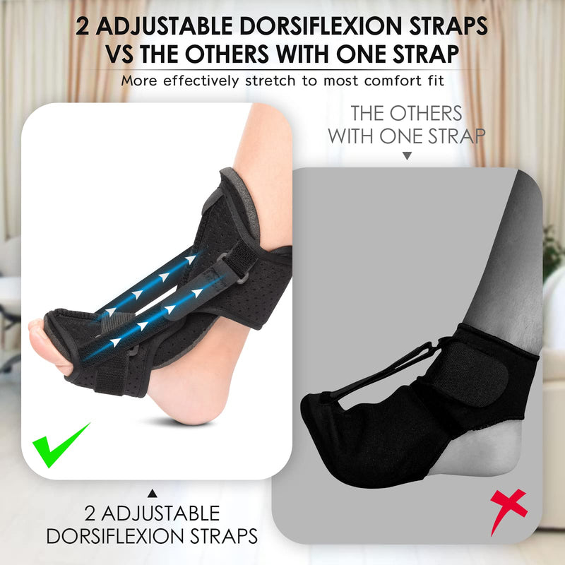[Australia] - Plantar Fasciitis Night Splint: 2 Packs 2022 Upgraded Plantar Fasciitis Brace with Soft Memory Foam Pad | Ankle Brace for Plantar Fasciitis Relief Achilles Tendonitis Relief Foot Drop Heel Arch Pain Support for Women Men 