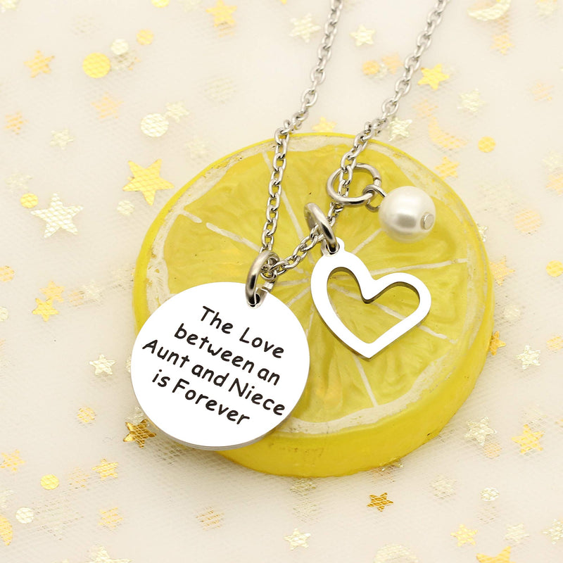 [Australia] - Aunt Niece Pendant Necklace Love Heart Pearl - The Love Between an Aunt and Niece is Forever 